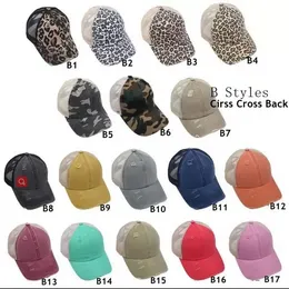 61 Styles Hats Washed Mesh Back Leopard Camo Hollow Messy Bun Baseball Cap Trucker Hat Summer Sun Caps Fast Delivery