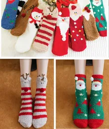 12 par Prezent Coral Plush Socks Womens Winter Plush Home Floor Socks Nowy rok Świąteczne skarpetki żeńskie