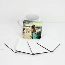 Drinkware Sublimation Blanks Round Cups Wood Coasters Table Mats Hardboard Coaster Heat Insulation Thermal Transfer Cup Pads ZZB15481