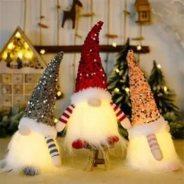 Christmas Gnome Plush Glowing Toys Home Xmas Decoration New Year Bling Toy Christmas Gifts Kids Santa Claus Snowman Ornament FY3862 0826
