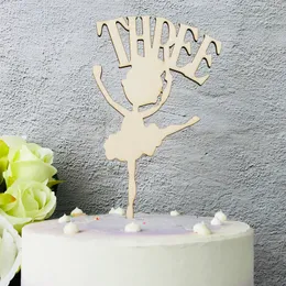 Topper personalizzato in legno di età TRE, spettacolo per bambini personalizzato, compleanno per bambini, ballerina, decorazioni per torte, forniture 220618