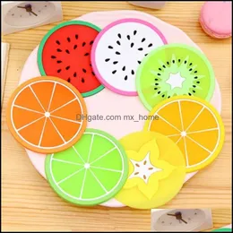 Mats Pads Table Decoration Accessories Kitchen Dining Bar Home Garden Ll Cup Coasters Fruit Shape Sile Cups Pad Slip Insu Dhraj