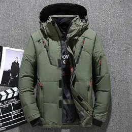 Winter Men's Down Parka Jacket Coat Male Short Thick Windproof Hooded Parka Green Black Blue Gray Orange M-3XL 201127