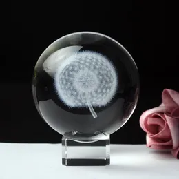 Obiekty dekoracyjne Figurki Fengshui Crystal Ball Laser 3D Roślin Dandelion Nowoczesne Biuro Dekoracje Domowe Akcesoria