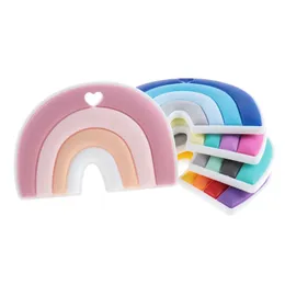 10st Rainbow Teethers för spädbarn Silicone Teether för tänder Pacifier kedja Tillbehör Tänder Vård Baby Shower Presenter BPA Gratis 220407