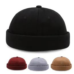 Vintage Brimless Cape Cap Męska bawełniana Solid Solid Color Street Portable Beanie Kapelusz Outside Hip Hop Docker Hats HCS140