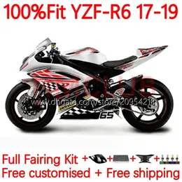 Обтекание плесени для инъекции для Yamaha YZF-R6 YZF600 YZF R6 R 6 600 CC 17-22 BODYWORD 28NO.10 YZFR6 17 18 19 20 21 22 YZF-600 2017 2018 2019 2020 2021 2022 OEM Body Gloss White White Белый белый белый