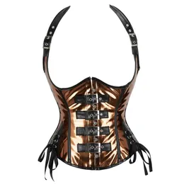 Belts Women Faux Leather Halter Shoulder Strap Underbust Corset Vest Gothic Steampunk Lace-Up Bustier Body Shaper Waist Drop