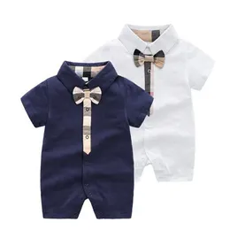 赤ちゃん男の子の服縞模様の幼児男の子ロムパ半袖幼児ジャンプスーツコットン子供デザイナープレイスーツブティック子供服