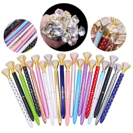 200 PCS Crystal Pen Big Diamond Metal Ballpoint Pen Pen Pen Pen Student Office Office Writing Pen