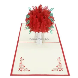 ROSE POP-UP GRAVING CORD 3D Creative Greating Cards Romantic Red Flower Handmased Card Valentines Day Presentkort Anpassat AA