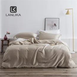 Lanlika Luxury 100％Silk 25 Momme Silk Healthy Duvet Cover Euro Bedspread Home Textile Bedding Set Adult Kids Bed Linen Set T200822