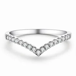 Anelli a grappolo Anu VVS1 D Color Moissanite Diamond 18K White Gold Plated V Row Ring Stile classico Matrimonio di fidanzamento