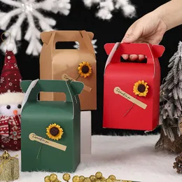 Gift Wrap Christmas Handbag Kraft Paper Bag Packaging Praktiskt utsökt Party Valentine's Day Decoration BoxGift