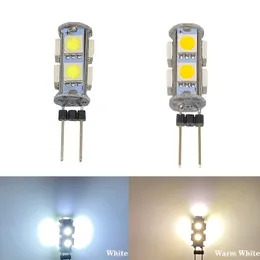新しい10PCS G4 LED 12V 5050 9SMD 13SMD 9 13 SMD車クリアランスライトの読み取り屋内照明ランプ温かい白いコーンバルブ12V