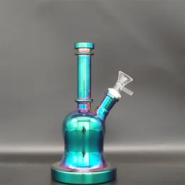 8,9 pollici Vetro spesso verde Bong metallico Pipa ad acqua Narghilè Bicchiere Tabacco Fumo Gorgogliatore Tubi di fumo Bong Bottiglie Dab Rig