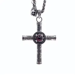 Titanium Steel Carved Cross Pendant Necklace Hip Hop Trendy Male Personality Fashion Cool Jewelry Sweater Chain Accessories