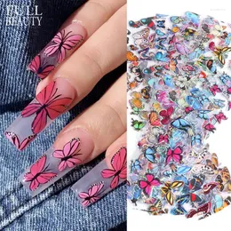 Stickers & Decals 10pcs Butterfly Nail Foils Laser Holographic Starry Paper Adhesive Sticker Tips Art Transfer Manicure Tools CH8102 Prud22