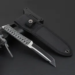 Survival Straight Knife 440C Zweifarbige Tanto-Spitzenklinge Full Tang Paracord-Griffmesser mit Nylonscheide