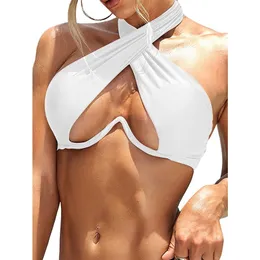 Ladies Summer Solid Color Sexig baddräkt Vuxen Kvinna Multifunktionell avtagbar axelband Sexig grimma Bikini 220527