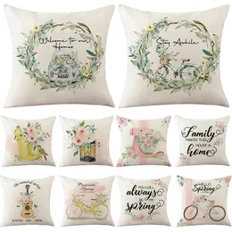 Наволочка весна домов декоративная подушка чехла 45x45см цветы Vineman Printed Pillow Farmhouse Party Couch Decor Decorlowcases 220714