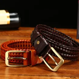 Belts FURONG Cowskin Belt For Men Genuine Leather Luxury Package Fashion Designer Unisex Weaven Male Original Brand