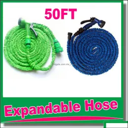 High Quality 50Ft Retractable Hose/Expandable Garden Hose Blue Green Color Fast Connector Water With Gun Om-D9 Drop Delivery 2021 Watering E