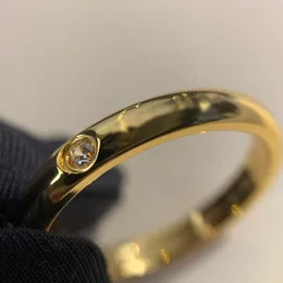 Ehering mit einem Diamanten, klassischer Stil, 18 Karat Gold, Paarring, verblasst nicht, offizielle Replik der Luxusmarke mit Box, exquisites Geschenk, hypoallergene Ringe, US-Größe