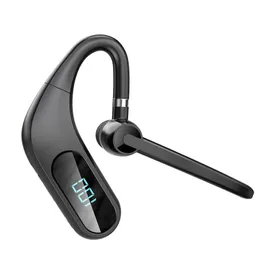 KJ12 Drahtlose Bluetooth-Kopfhörer mit hängendem Ohr, Sport-Business-Kopfhörer, digitale Anzeige, Stereo-Rauschunterdrückung, Auto-Headset für Smartphone