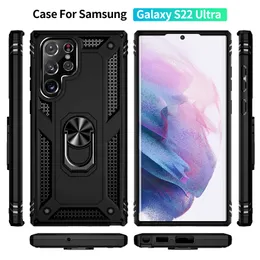 Shockproof Samsung Cases Armor Kickstand For Samsung Galaxy S30 S22 ultra S20 Fe Z fold3 Flip3 Note 20 Magnetic Finger Ring Anti-Fall Cover