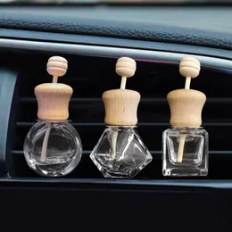 Butelki perfum samochodowych Puste z klipsą drewnianą olejki eteryczne dyfuzory klimatyczne klimatyczne klipsy samochodowe powietrze odświeżacz szklane samochody dekoracje gc1129