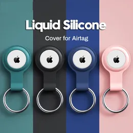 غطاء حماية من السيليكون السائل الأصلي لوقاية شل حافظات Airtag Case On for Apple Airtags Tracker keychain buckle llavero