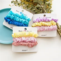 3шт / набор Screunchies Macaron Color Scrchie Set Установите эластичные полосы для волос для женщин Девушки для волос Волос тростника Держатель для волос Аксессуары для волос