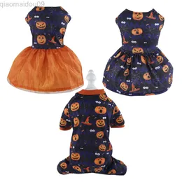 Hond Jurk Halloween Koum Festival Puppy Rok Pompoen Hoofd Gedrukt Huisdier Cosplay Party Kleding Voor Yorkie Chihuahua L220810