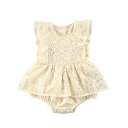 2021 0-24M Cute Infant Baby Girl Playsuit Summer New Flower Pizzo senza maniche Fly Sleeve Tutu Pagliaccetto G220521