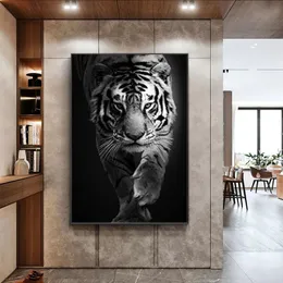 회화 흑백 동물 호랑이 아트 인쇄 벽 그림 캔버스 회화 추상 포스터 홈 장식
