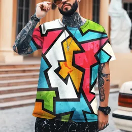 T-shirt da uomo oversize T-shirt moda stampa mosaico T-shirt Tops Estate maniche corte Abbigliamento maschile allentato casual