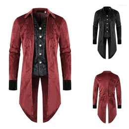 Men's Trench Coats Ropa Para Hombre 2022 Halloween Court Dress Lapel Long Tuxedo Costume Men Jacket Viol22