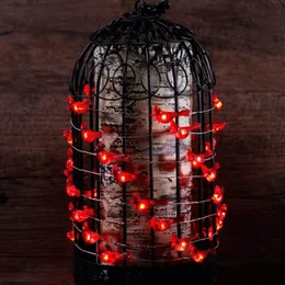 Strängar 30LEDS 3D Red Bird String Lights Fairy Decorative Lamp Battery Operated with Remote Timer 8 Läges för Wedding Christmas Partyled LED