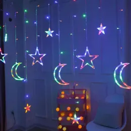 Strings Star Moon Curtain Lights Christmas String Ins Fairy Light Wedding Room Restaurant Decoration 220V 3.5MLED LED