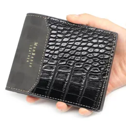 Portfele męski portfel Pu skóra krótka torebka ręczna torba hombre carteira vintage w stylu crocodile ogon