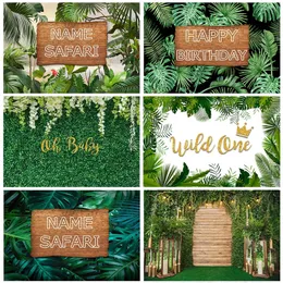 Custom Name Pophone Backdrops Green Safari Themed Birthday Banner Po Background Children Baby Shower Party Decor Pocall 220614