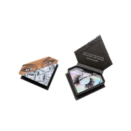 Cajas de pestañas de pestañas de monedas de pestañas postizas al por mayor de las pestañas de visón 3D con caja personalizar logotipo diamante forma pestañas paquete de pestañas