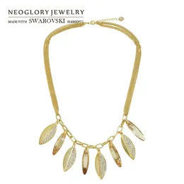 Pendant Necklaces Neoglory Crystal & Rhinestone Necklace Leaves Exquisite Design Women Trendy Embellished With Crystals From SwarovskiPe