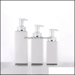 Packing Bottles Office School Business Industrial White Pet Square Lotion Pump Alcohol Gel Disinfectant Shampoo Hand Sanitizer Bottle 100M