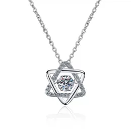 기타 트렌디 한 Real 0.5 ct d 컬러 Moissanite Diamond Hexagram 별 목걸이 여성 보석 100% 925 Sterling Silver