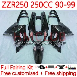 Kit per il corpo per Kawasaki Ninja ZZR250 ZZR-250 90 91 92 93 94 95 96 97 98 98 99 Bodywork 16No.66 ZZR 250 CC 1990 1991 1992 1994 1995 1995 1996 1998 1998 1998 Oem Fireing Lucky Black Lucky Lucky Black fortunato