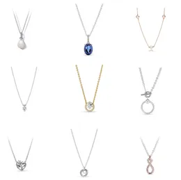 Совершенно новый серебряный серебряный серебряный дизайнер роскошных ожерелье Женщины DIY Love Heart подходит для подвесной модной аксессуары Pandora