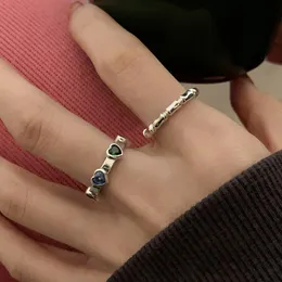 Koreansk söt färgstark hjärta kristall öppen ring för kvinnor mode guld färg justerbar finger knuckle rings smycken