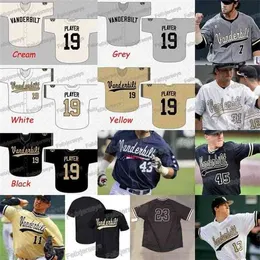 XFRSP Custom Vanderbilt Commodores Kolegium Baseball Koszulki NCAA Zwykła Baseball Jersey S do 3XL Fast Vintage Rzadko